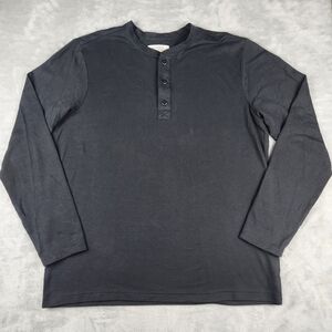 Rei Cooperative Mens Henley Shirt Black Long Sleeve Size L Large